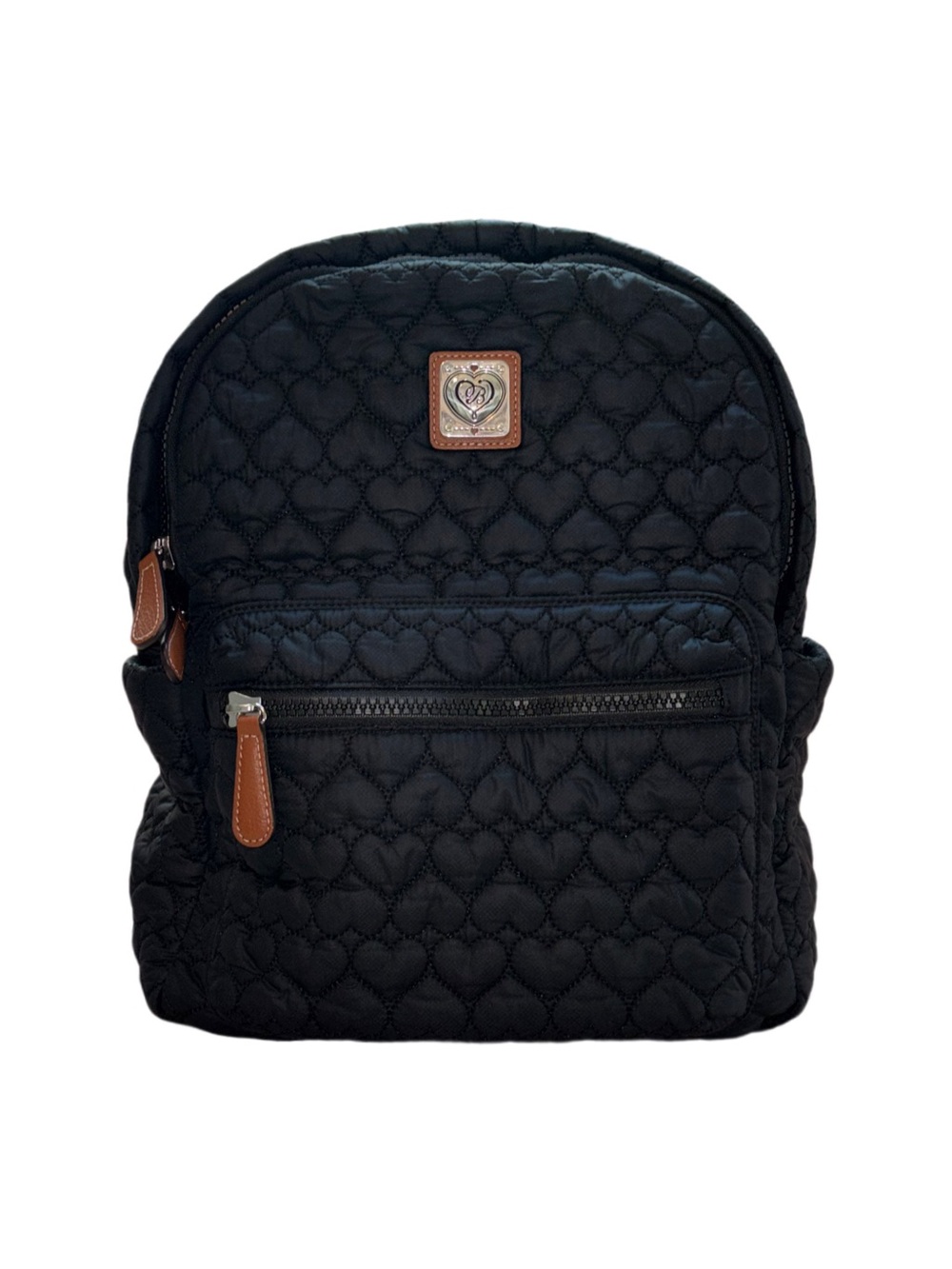 Brighton Kirby Carry-On Backpack Heart On Heart black Quilted, brown leather